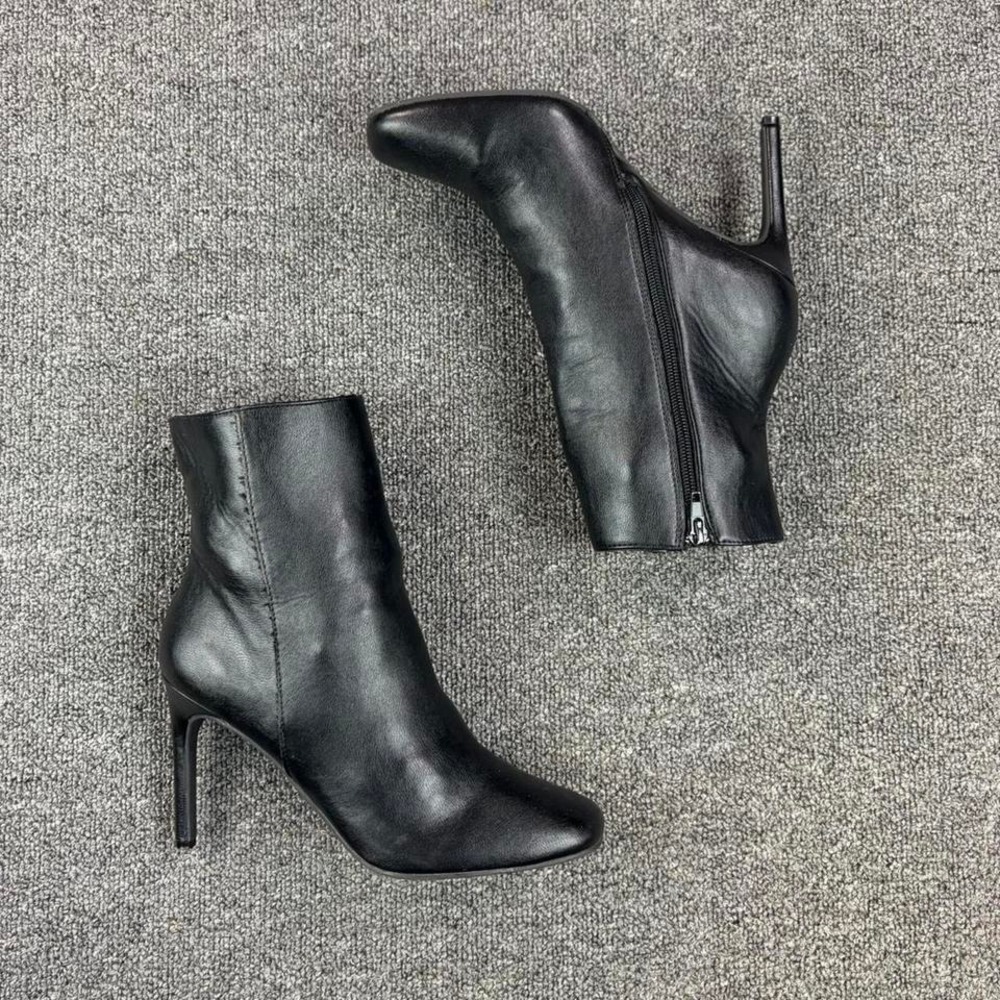 Women's Anne Michelle Black Side Zip Tall Heel Stiletto Short Campus Boots